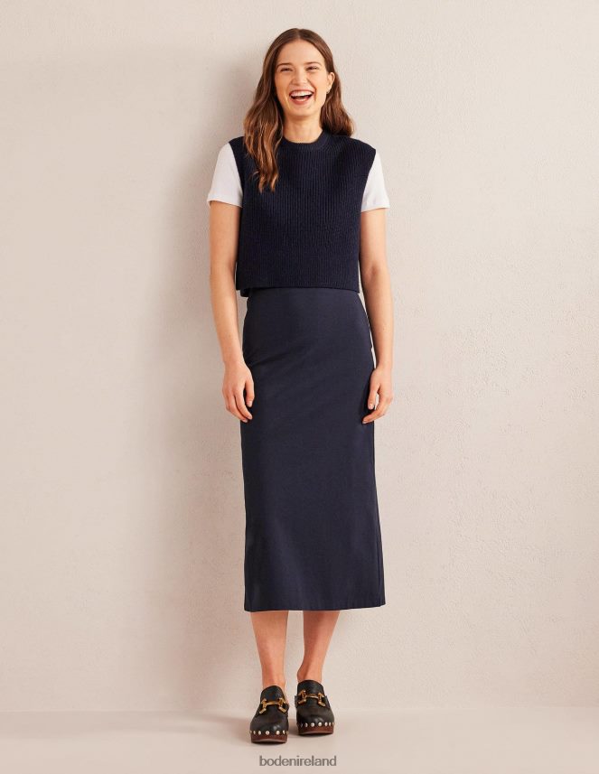 Navy Clothing Straight Jersey Midi Skirt Boden Women L466L61614