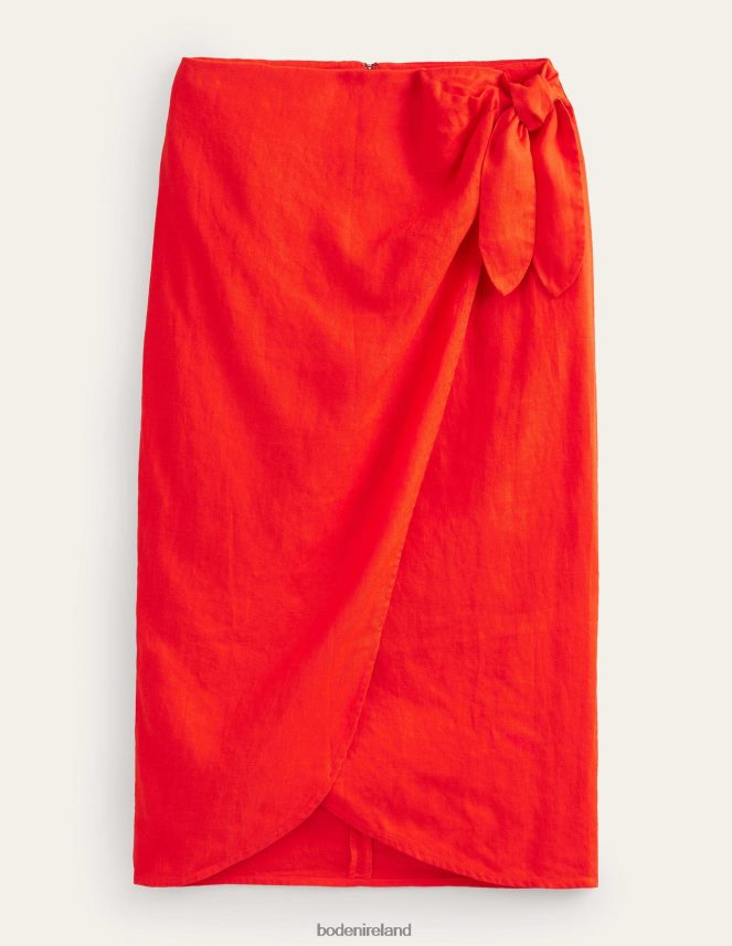 Orange Sunset Clothing Wrap-Front Linen Midi Skirt Boden Women L466L61215