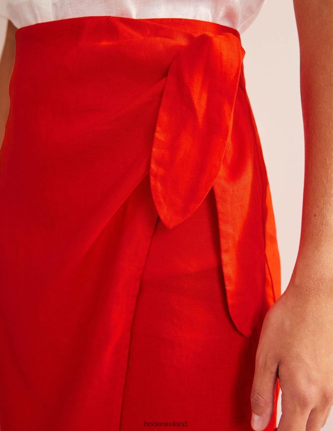 Orange Sunset Clothing Wrap-Front Linen Midi Skirt Boden Women L466L61215