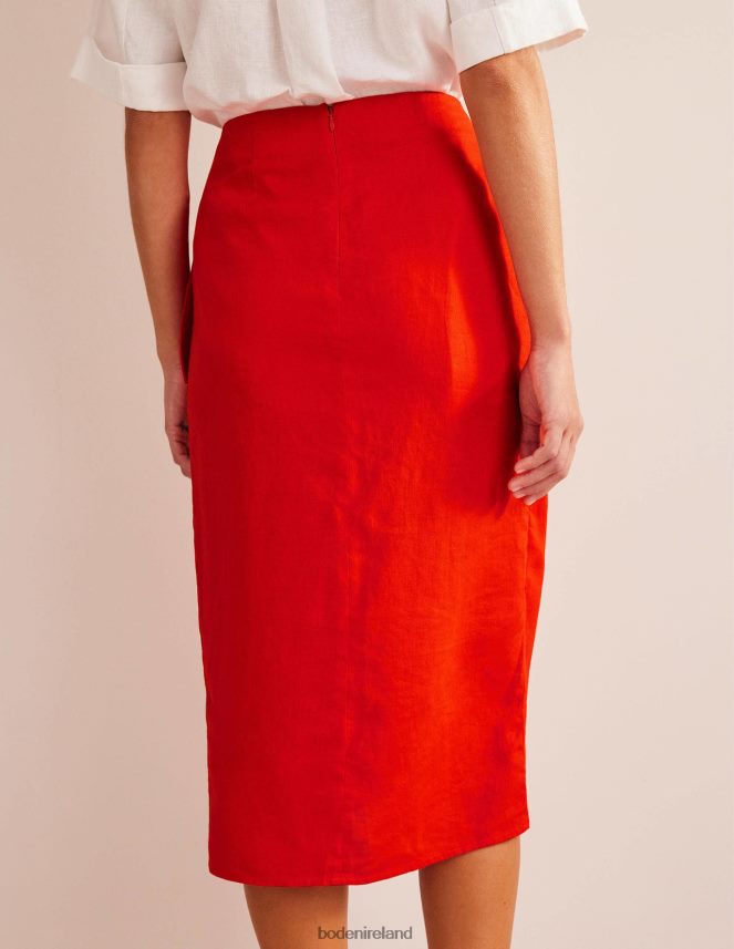 Orange Sunset Clothing Wrap-Front Linen Midi Skirt Boden Women L466L61215