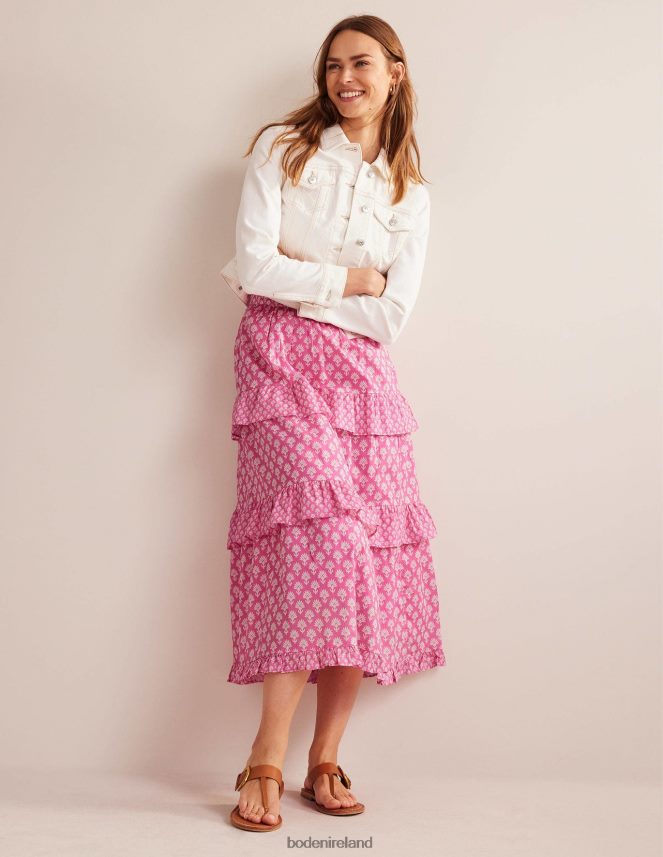 Plum Blossom & Daisy Pome Clothing Tiered Cotton Maxi Skirt Boden Women L466L6633