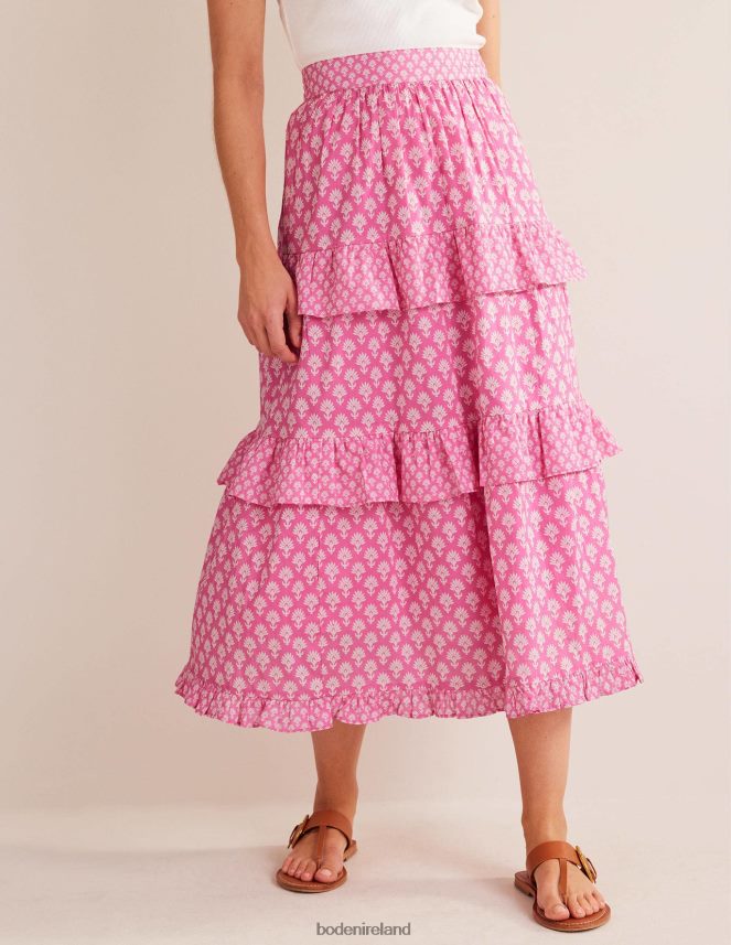 Plum Blossom & Daisy Pome Clothing Tiered Cotton Maxi Skirt Boden Women L466L6633