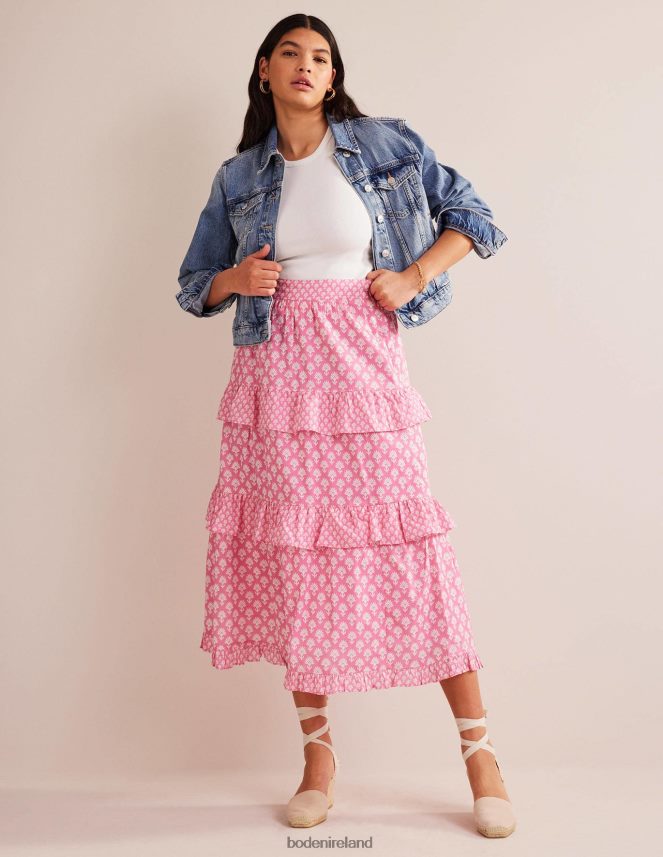 Plum Blossom & Daisy Pome Clothing Tiered Cotton Maxi Skirt Boden Women L466L6633