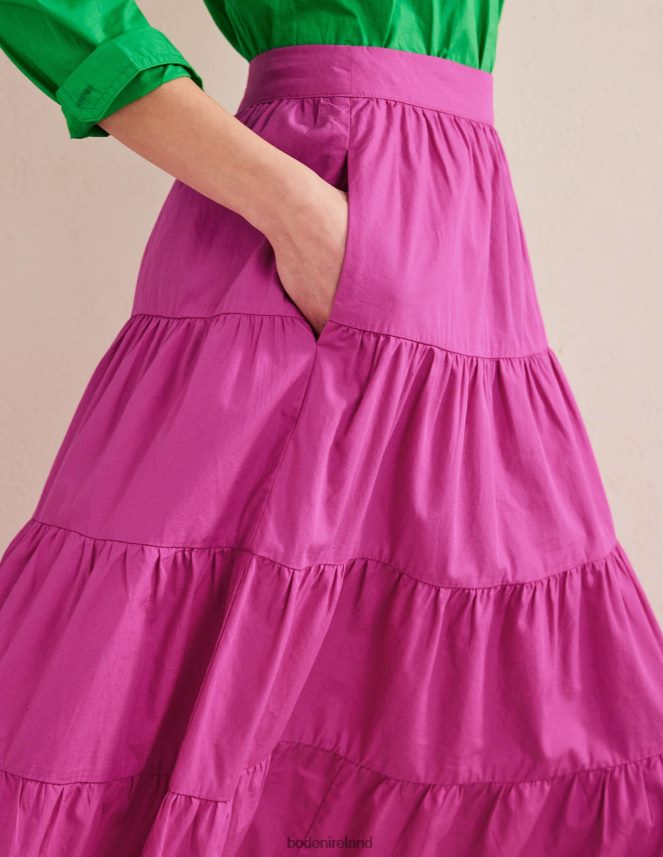 Rose Violet Clothing Tiered Poplin Midi Skirt Boden Women L466L61459