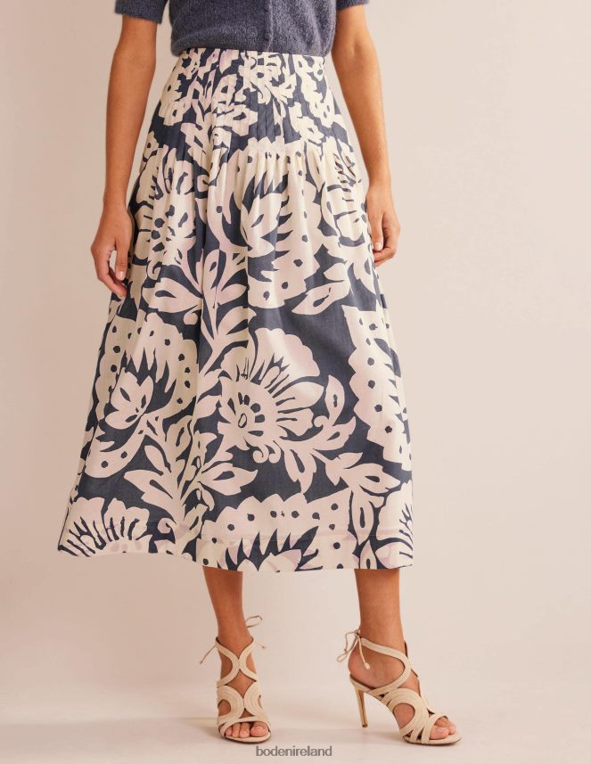 Sapphire & Oak Terrace Clothing Pleated Cotton Midi Skirt Boden Women L466L61223