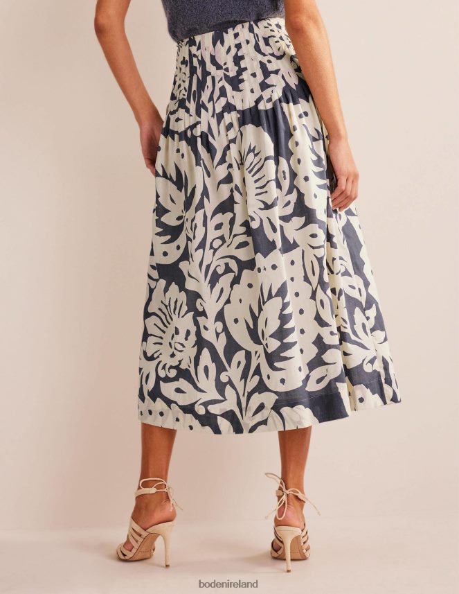 Sapphire & Oak Terrace Clothing Pleated Cotton Midi Skirt Boden Women L466L61223