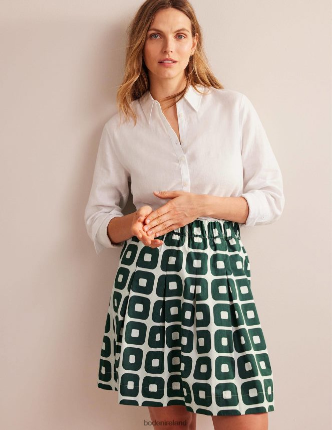 Trekking Green & Cube Clothing Pleated Cotton Skirt Boden Women L466L61294