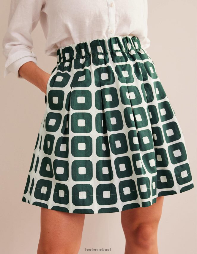 Trekking Green & Cube Clothing Pleated Cotton Skirt Boden Women L466L61294