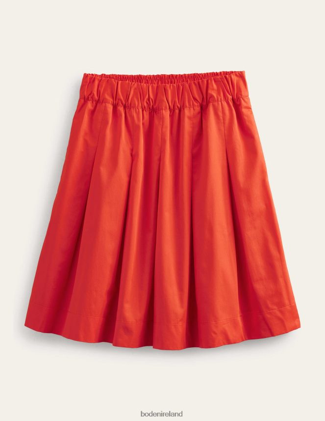 Vermillion Red Clothing Pleated Cotton Skirt Boden Women L466L61806