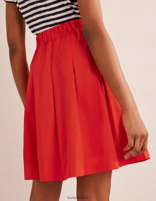 Vermillion Red Clothing Pleated Cotton Skirt Boden Women L466L61806
