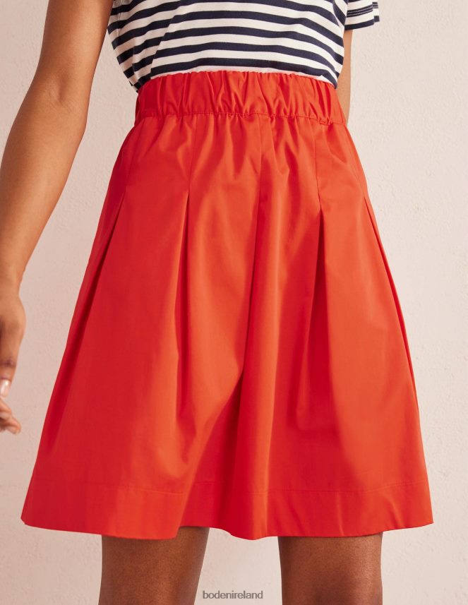 Vermillion Red Clothing Pleated Cotton Skirt Boden Women L466L61806