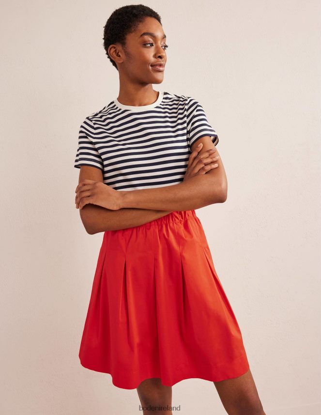 Vermillion Red Clothing Pleated Cotton Skirt Boden Women L466L61806