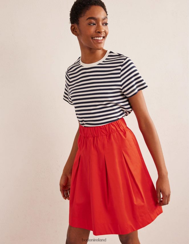 Vermillion Red Clothing Pleated Cotton Skirt Boden Women L466L61806