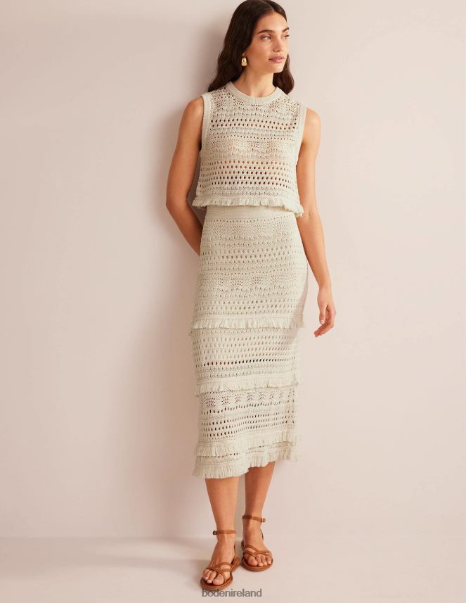 Warm Ivory Clothing Fringe Crochet Knitted Skirt Boden Women L466L62532