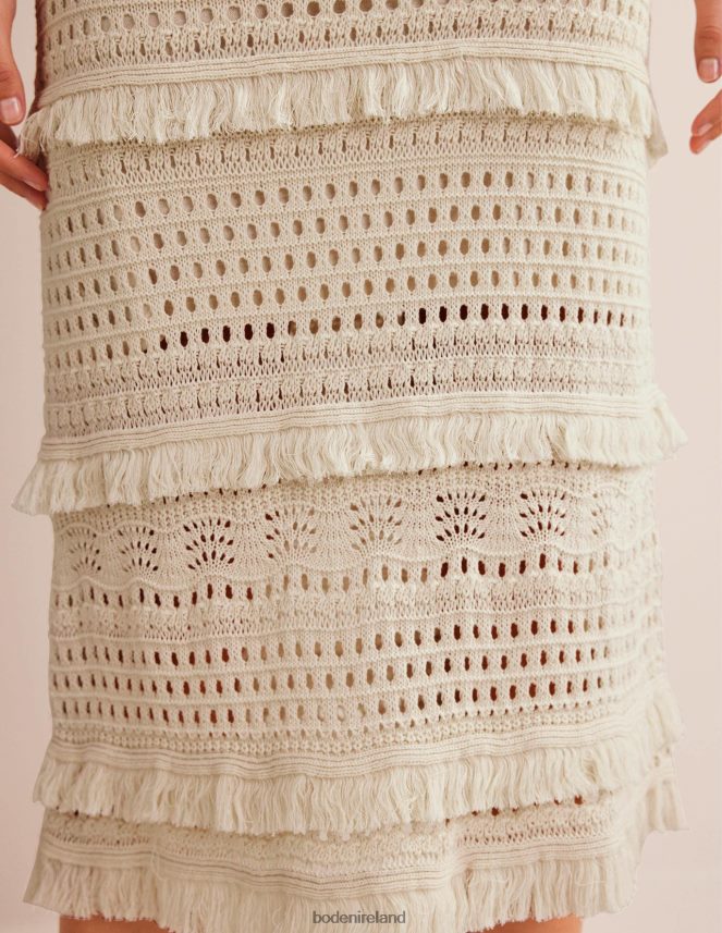 Warm Ivory Clothing Fringe Crochet Knitted Skirt Boden Women L466L62532