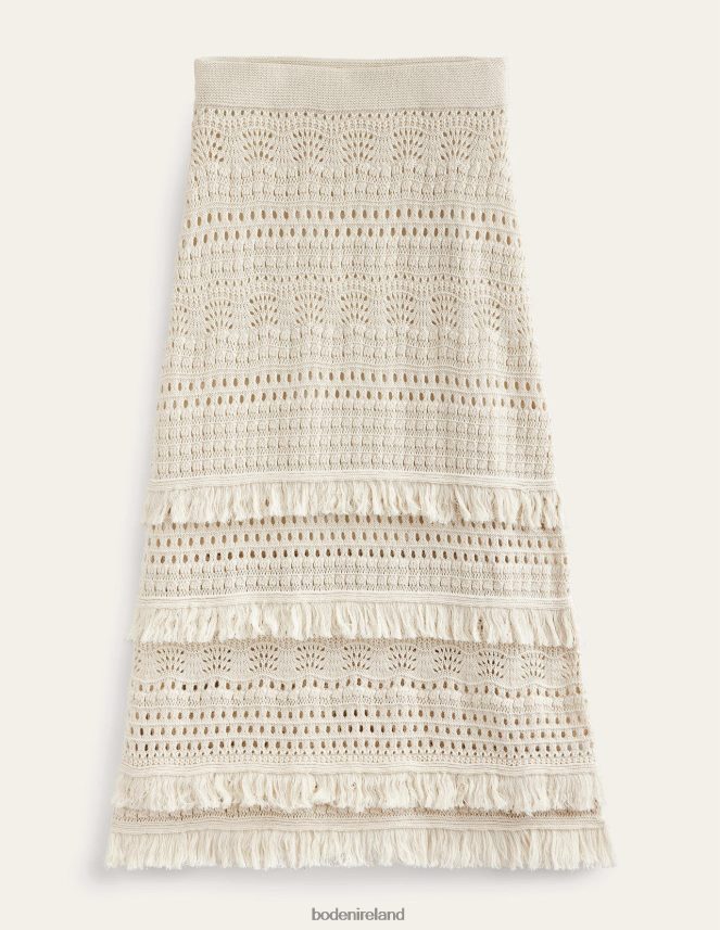 Warm Ivory Clothing Fringe Crochet Knitted Skirt Boden Women L466L62532