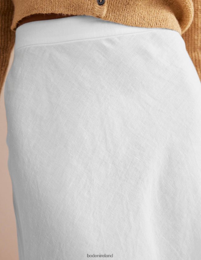 White Clothing Bias Linen Midi Skirt Boden Women L466L62584