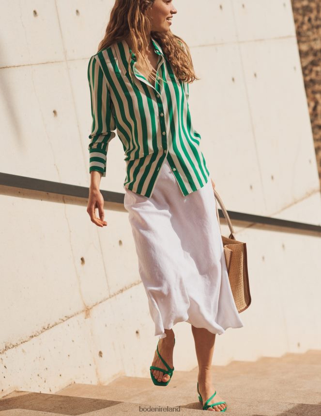 White Clothing Bias Linen Midi Skirt Boden Women L466L62584