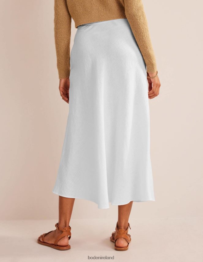 White Clothing Bias Linen Midi Skirt Boden Women L466L62584
