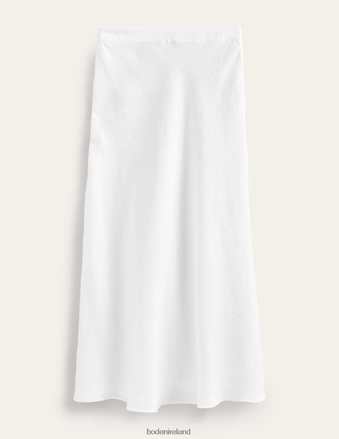 White Clothing Bias Linen Midi Skirt Boden Women L466L62584