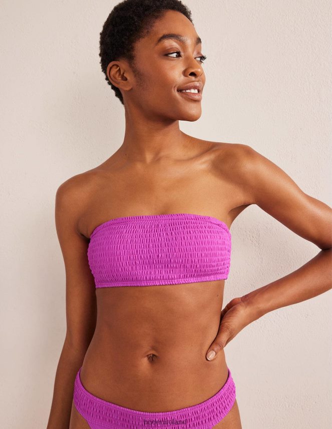 Amazing Pink Clothing Smocked Bandeau Bikini Top Boden Women L466L62457