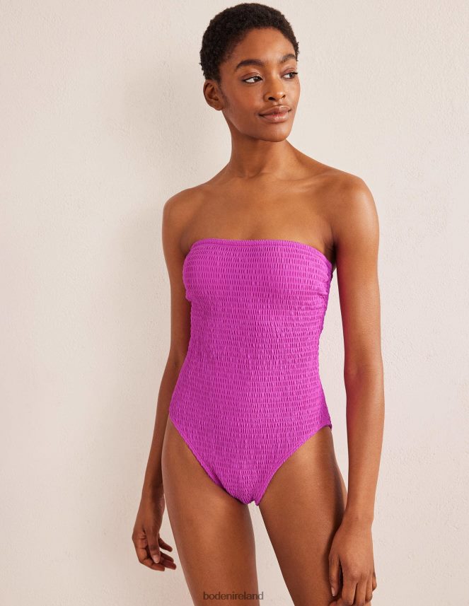 Amazing Pink Clothing Smocked Bandeau Swimsuit Boden Women L466L62450