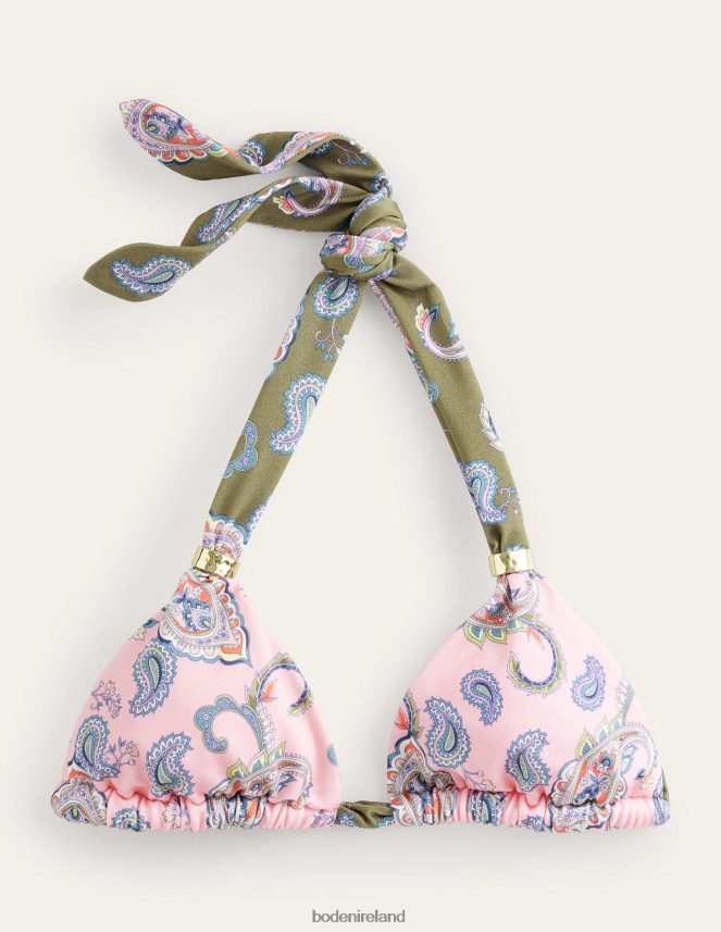 Basil & Paisley Pome Clothing Bead Gather Halter Bikini Top Boden Women L466L61717