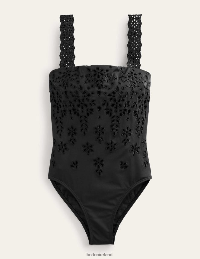 Black Clothing Broderie Square Neck Swimsuit Boden Women L466L61518