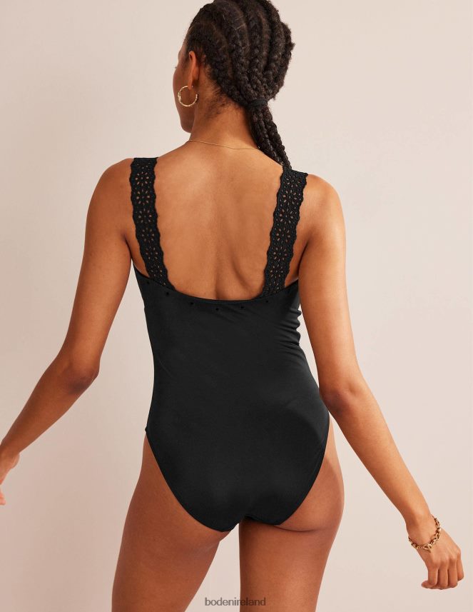 Black Clothing Broderie Square Neck Swimsuit Boden Women L466L61518