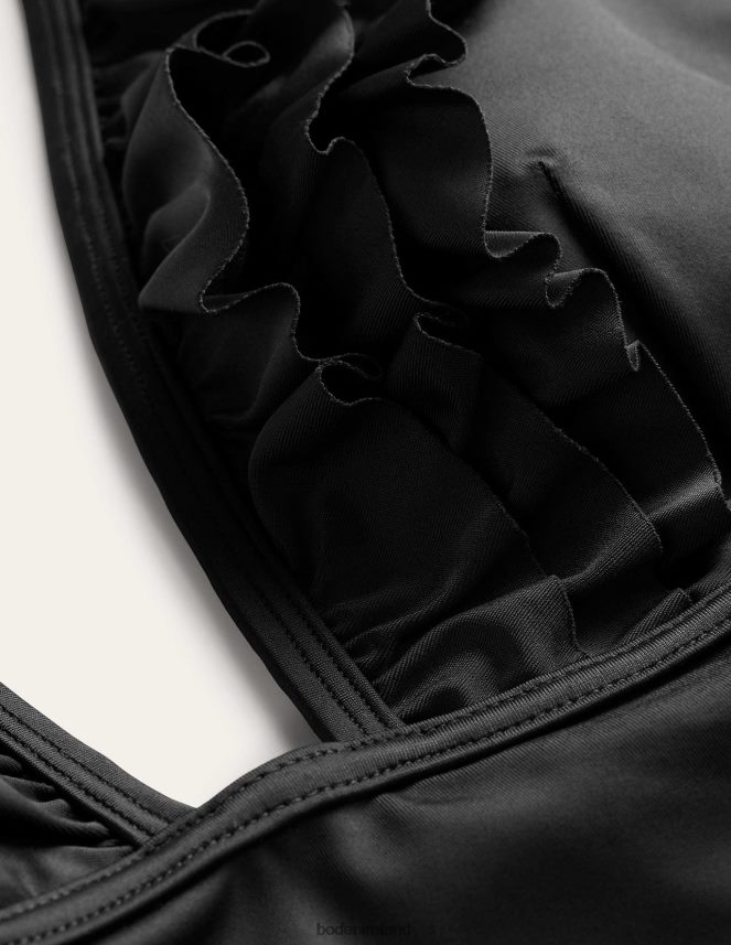Black Clothing Ruffle Halter V-neck Swimsuit Boden Women L466L61582
