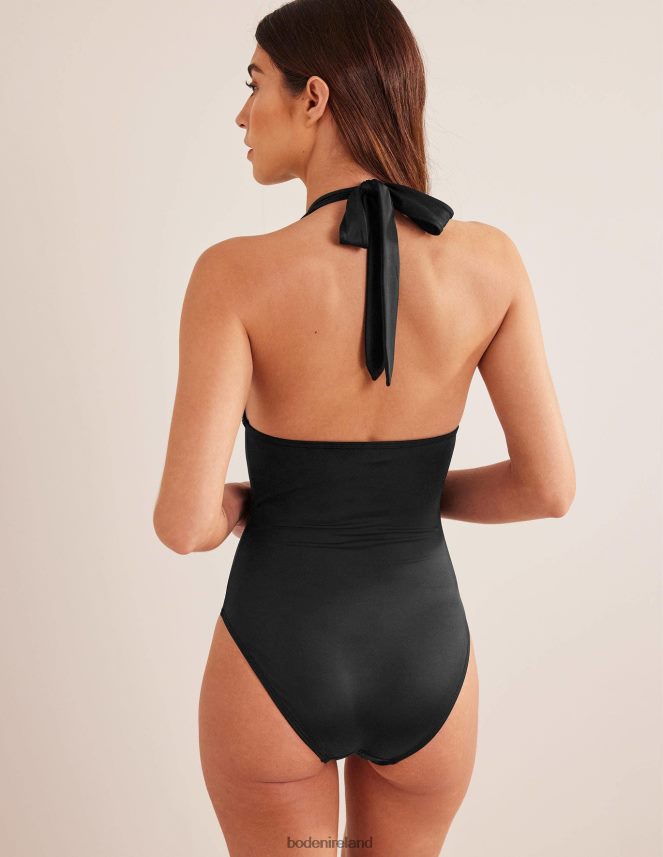 Black Clothing Ruffle Halter V-neck Swimsuit Boden Women L466L61582