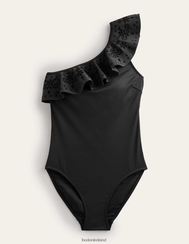 Black Clothing Ruffle One Shoulder Swimsuit Boden Women L466L62437