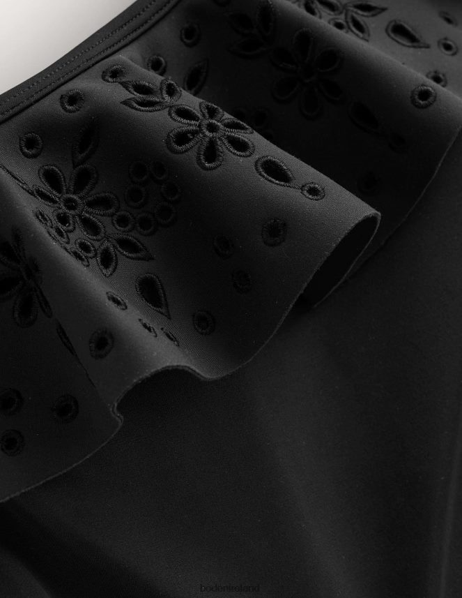 Black Clothing Ruffle One Shoulder Swimsuit Boden Women L466L62437