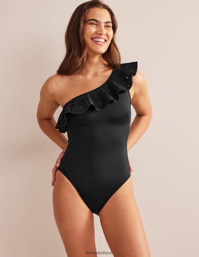 Black Clothing Ruffle One Shoulder Swimsuit Boden Women L466L62437