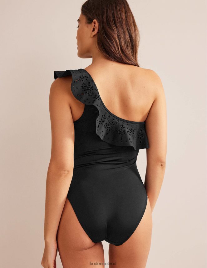 Black Clothing Ruffle One Shoulder Swimsuit Boden Women L466L62437