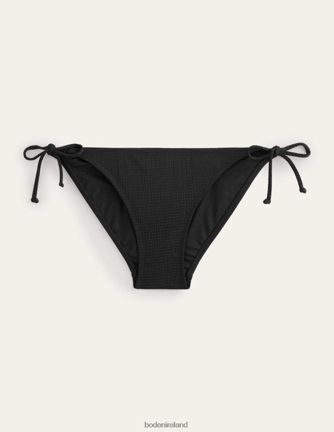 Black Seersucker Texture Clothing String Bikini Bottoms Boden Women L466L61652