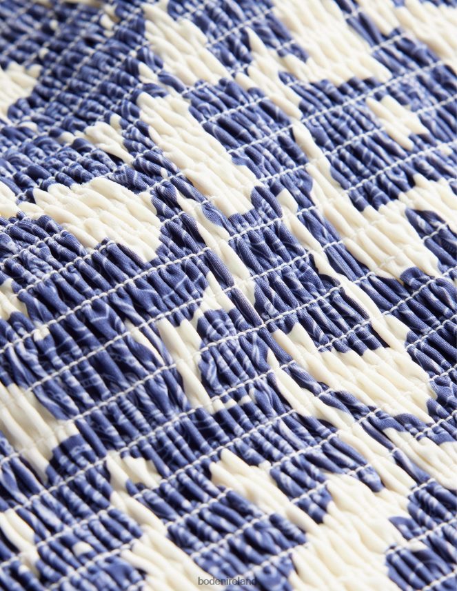 Blue Ribbon & Paisley Whirl Clothing Smocked Bandeau Swimsuit Boden Women L466L62505