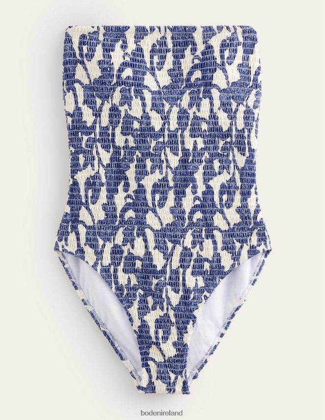 Blue Ribbon & Paisley Whirl Clothing Smocked Bandeau Swimsuit Boden Women L466L62505