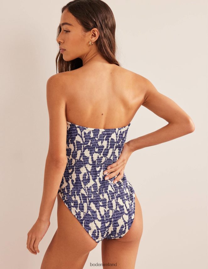 Blue Ribbon & Paisley Whirl Clothing Smocked Bandeau Swimsuit Boden Women L466L62505