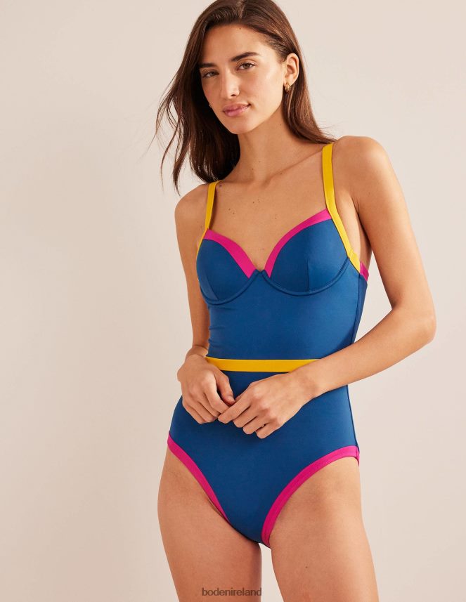 Blue & Yellow Colourblock Clothing Colour Pop Cup Size Swimsuit Boden Women L466L61477