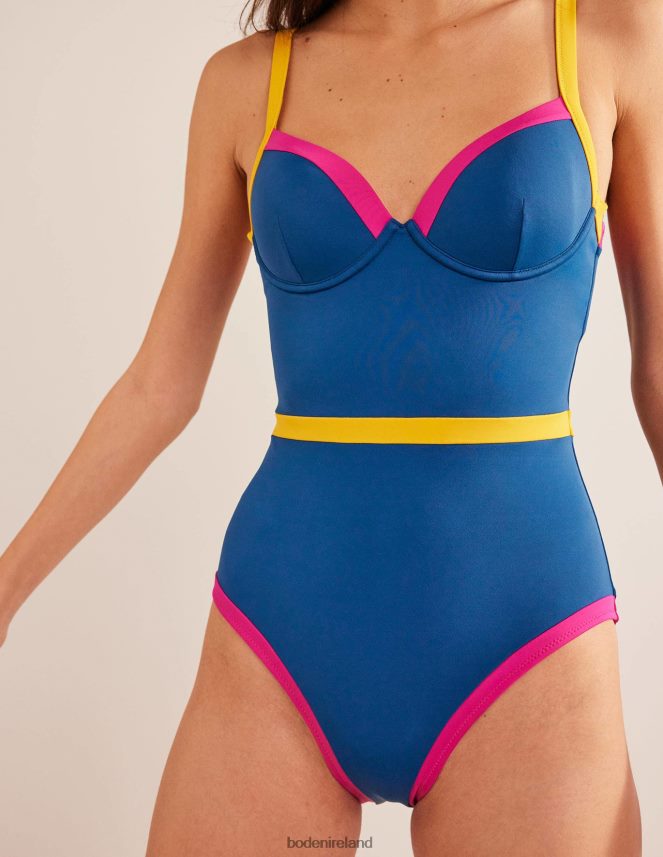 Blue & Yellow Colourblock Clothing Colour Pop Cup Size Swimsuit Boden Women L466L61477