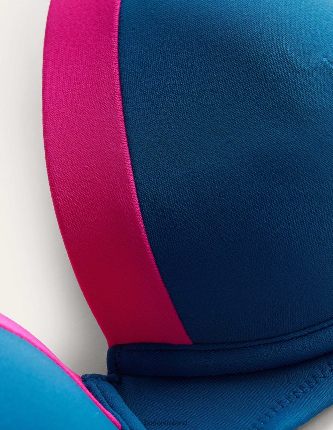 Blue & Yellow Colourblock Clothing Panelled Cup-size Bikini Top Boden Women L466L61619