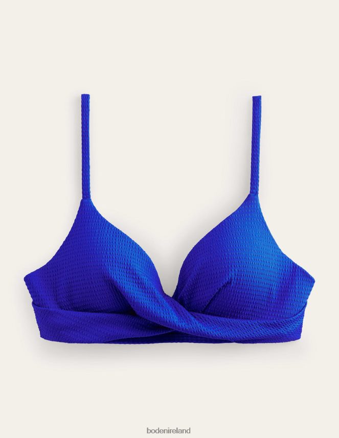 Cobalt Blue & Seersucker Clothing Capri Cup-size Bikini Top Boden Women L466L61785