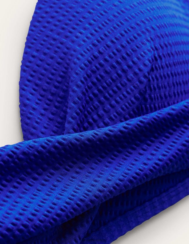 Cobalt Blue & Seersucker Clothing Capri Cup-size Bikini Top Boden Women L466L61785