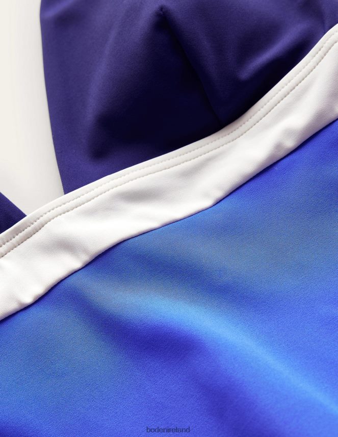 Cornflower Blue Colour Block Clothing V-Neck Panelled Swimsuit Boden Women L466L6236