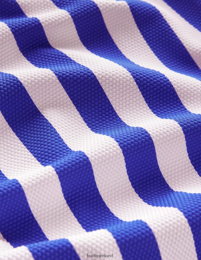 Cornflower Blue & Ivory Stripe Clothing Skinny Strap Stripe Swimsuit Boden Women L466L62617