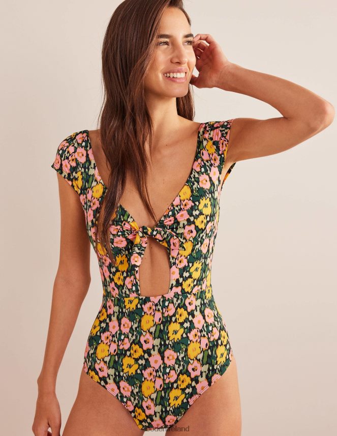 Emerald Night & Abstract Poppy Clothing Cap Sleeve Tie Swimsuit Boden Women L466L61263