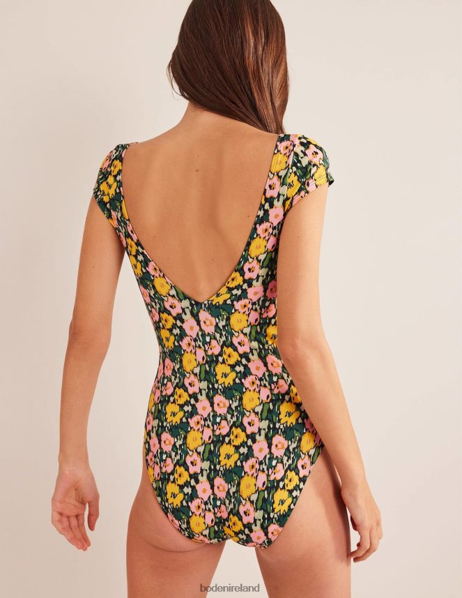 Emerald Night & Abstract Poppy Clothing Cap Sleeve Tie Swimsuit Boden Women L466L61263