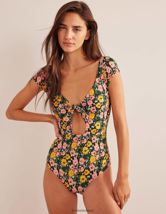 Emerald Night & Abstract Poppy Clothing Cap Sleeve Tie Swimsuit Boden Women L466L61263