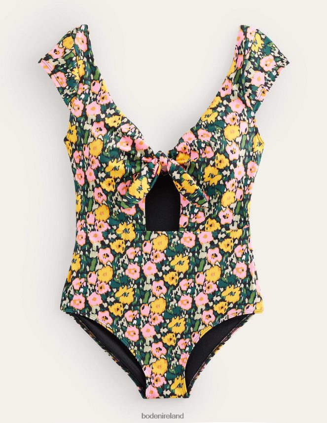 Emerald Night & Abstract Poppy Clothing Cap Sleeve Tie Swimsuit Boden Women L466L61263